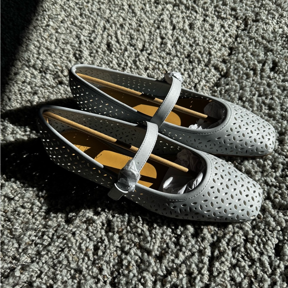 Fog Blue Mary Jane Flats